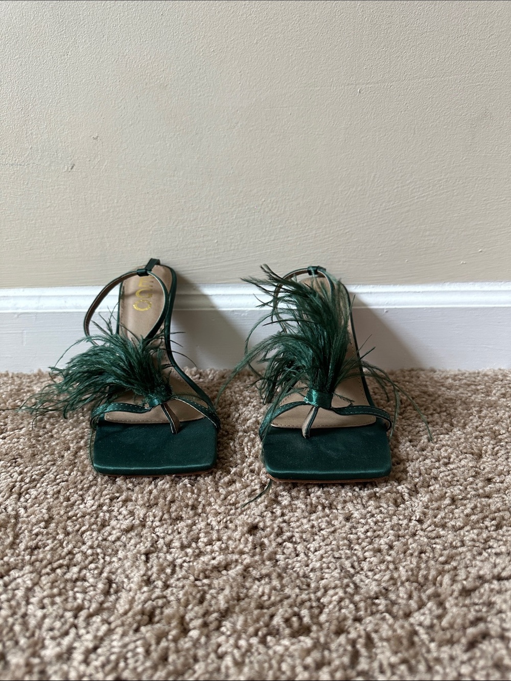 Feathered Satin Heels